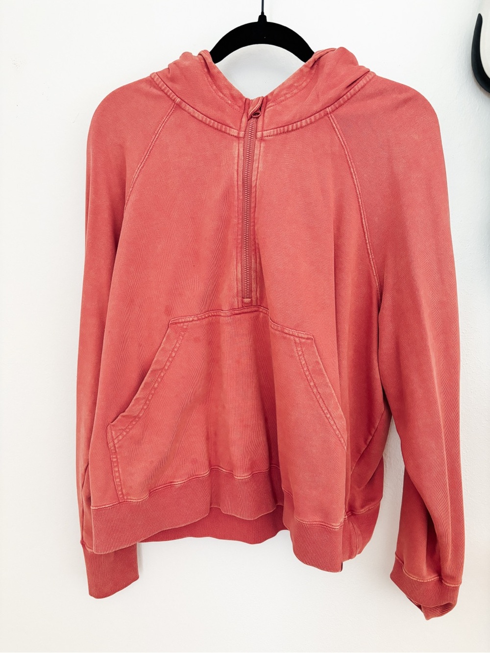 JoyLab Coral-Red Washed Half-Zip Hoodie Women’s Size XL